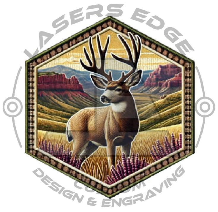 01. Mule Deer- Leatherette UV Printed Heat Transfer